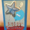 Shaker-card con palloncini azzurro-argento per 9° compleanno